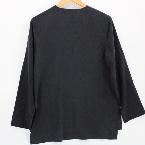Vintage Silk Land Blouse Top Womens Black Button Front Long Sleeve Size Small S - Picture 7 of 9